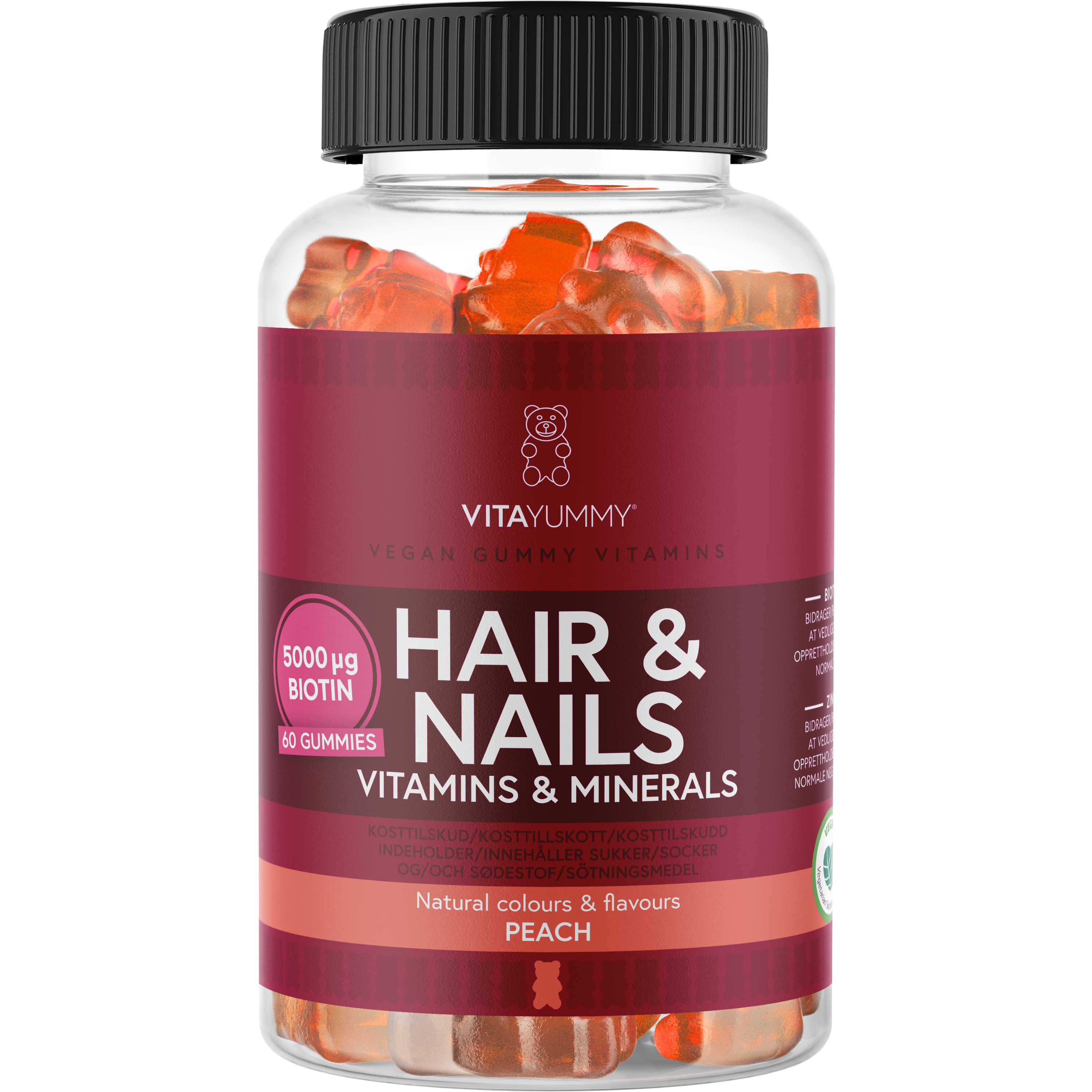 VitaYummy Hair & Nails (Peach) - 60 stk.